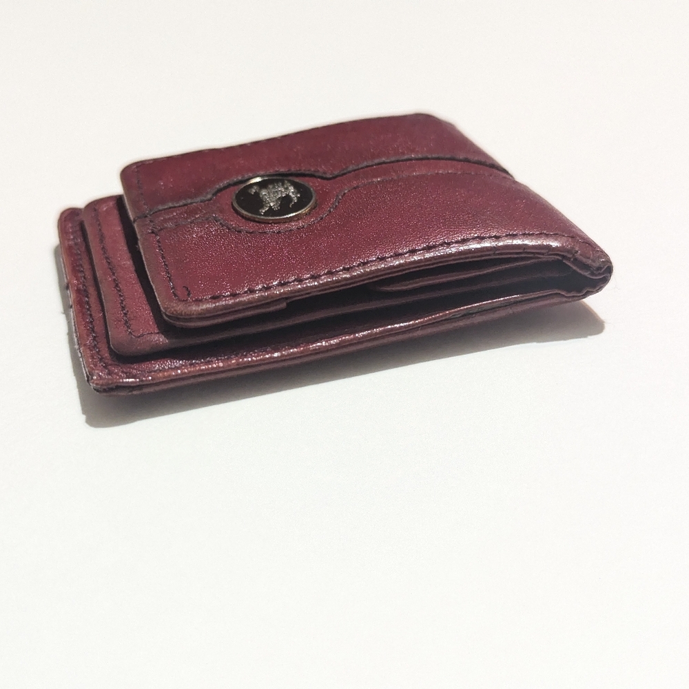 Burberry Vintage Burgundy Leather Coin Purse W/ Silver Signature Accent - Picture 3 of 13